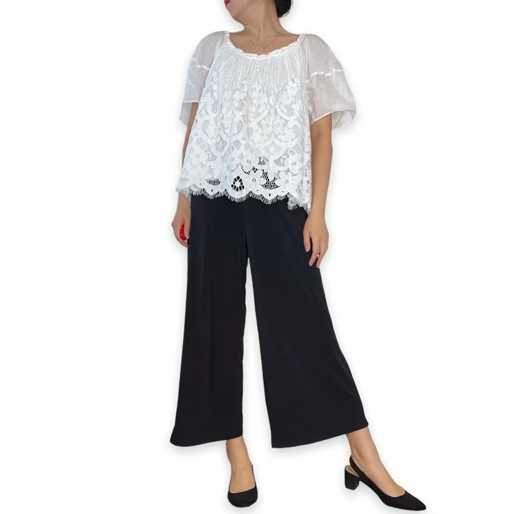 NWT Anthroplogie Moulinette Soeurs Messina White Puffsleeve Lace Top Size L - Picture 11 of 16